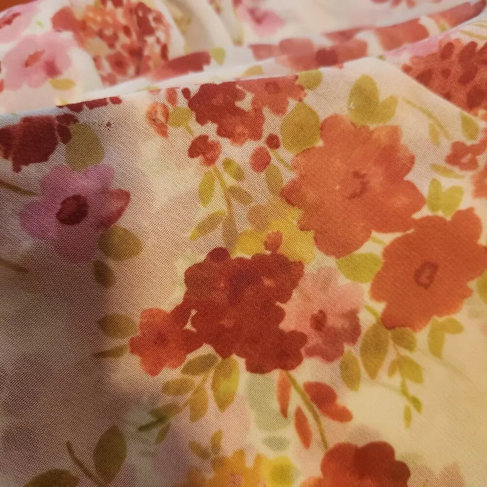 Vintage Y2K White Pink Floral Fairycore Midi Skirt Mid Rise Emma James 14